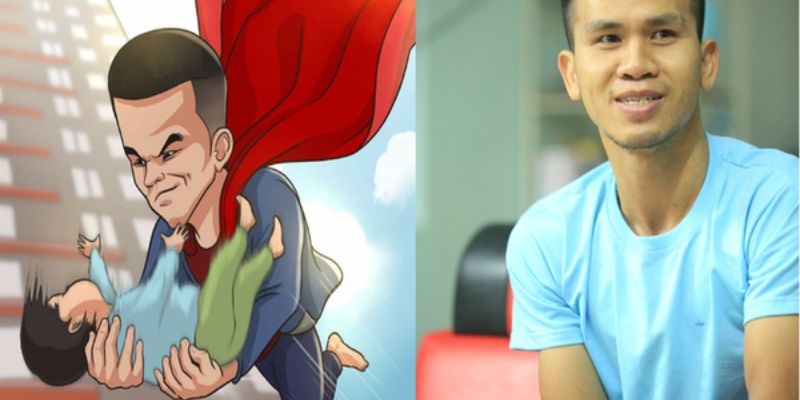 Chi tiết câu chuyện "anh đỡ em bé rơi từ trên bàn"